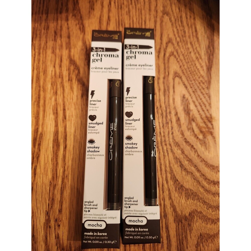 New 2 Pack The Creme Shop 3 in 1 Chrome Gel Creme Eyeliner Mocha Made In KOREA